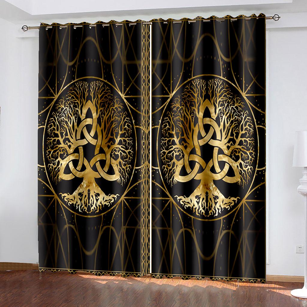 Boho Darkening Window Curtain for Bedroom Retro Blackout Curtain Living Room Bohemian Drapes Decor(2Panels) Cotinas De Sala