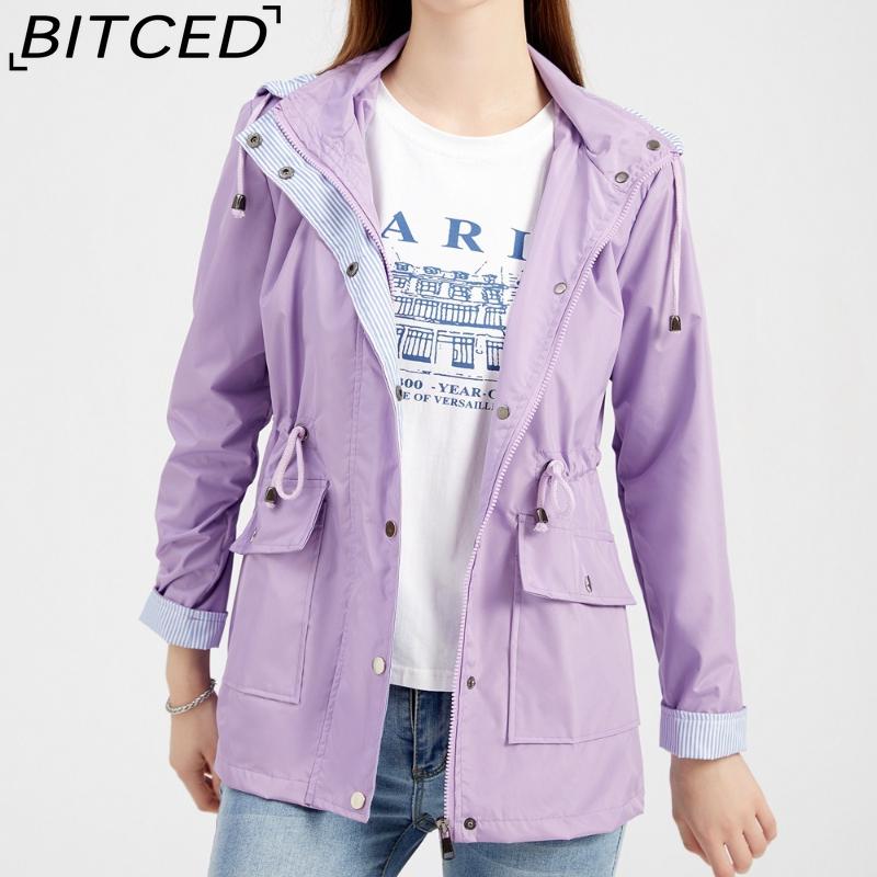 BITCED Autumn/Winter Detachable Hood Trench Coat Plus Size Women's Raincoat