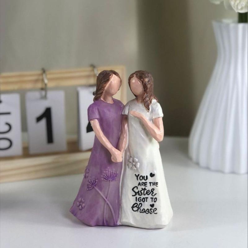 Creative Best Friend Hand-holding Sister Friendship Resin Figurine for Home, Living Room, Desk, Bedroom Decoration.
