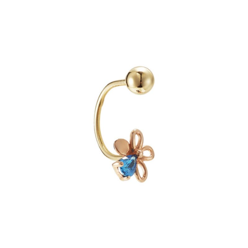 Tirr Lirr 14K Pink Gold Blue Flower Tail Piercing TEPK4P00286M(PC)-3