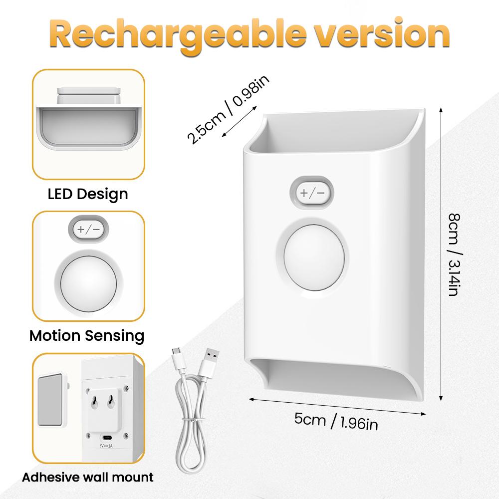 USB Rechargeable LED Wall Lamp 120° Motion Sensor Night Light 10-15FT Sensing Distance Dimmable Stair Light for Hallway Bedroom