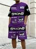 2026 Trendy Men's Casual Wear American Street Fashion Racing Racing Style Contrast Print T-Shirt Set