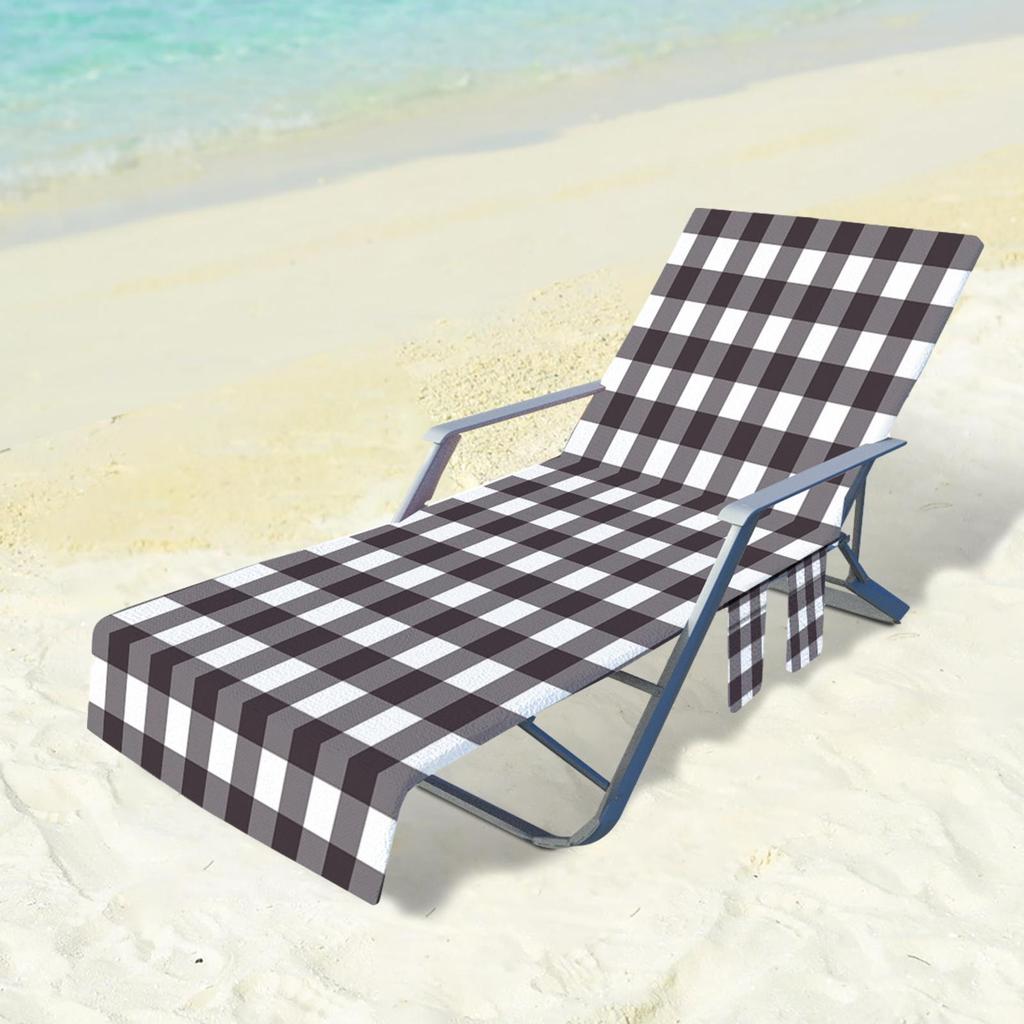 Beach Chair Cover Pool Lounge Chair Cover Quick Drying Lounger Cover with Side Storage Bag for Swimming Pool Hotel