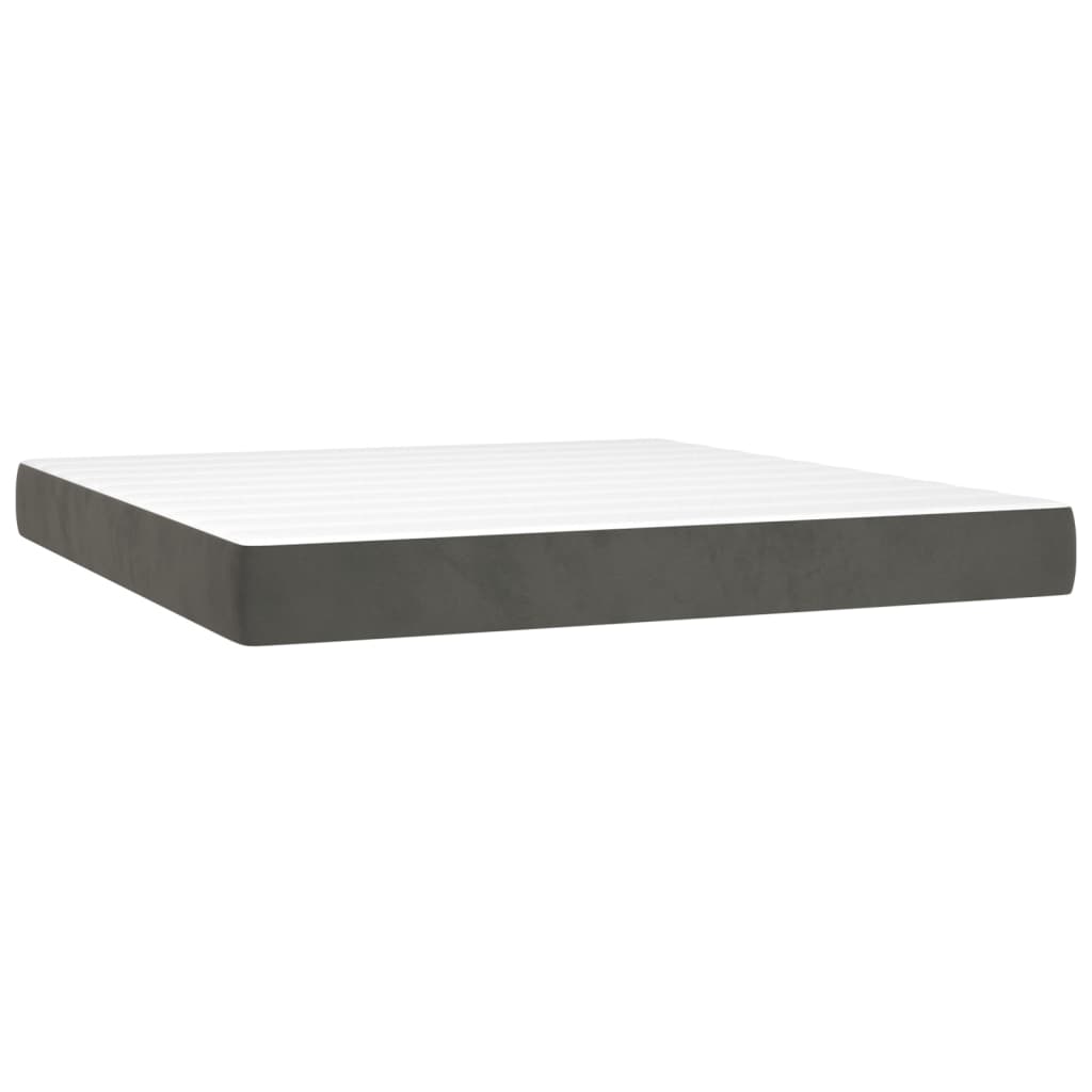 Box Spring Bed with Mattress Dark Gray 160 x 200 cm Velvet