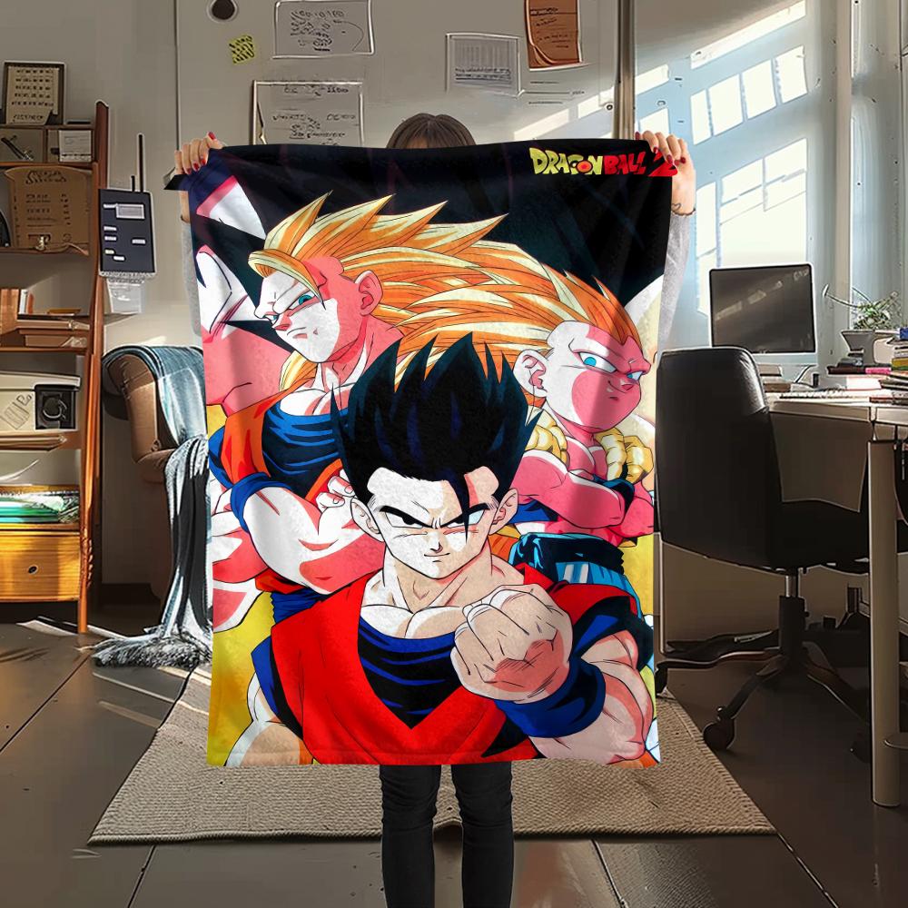 

Фланелевое одеяло с принтом персонажей Dragon Ball, Высококачественное, Удобное для всех сезонов, Декор для дома, Тепло и уют, Идеально для рождественских подарков 80cm x 120cm