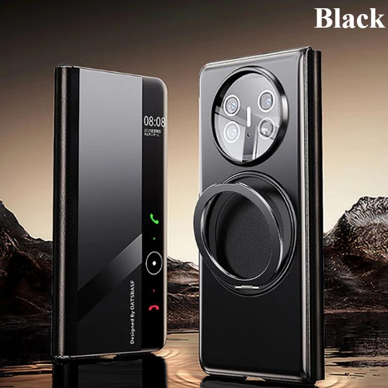 Oatsbasf for Huawei Mate X5/X3 Phone Case with 360° Rotate Stand Metal&Leather Magnetic Protective Full Cover Flip Phone Case