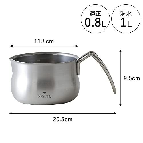 KOGU Coffee Milk Pan, 12cm (Made In Japan), Dishwasher Safe, Direct Heat Use Only, Easy-Pour Handle, Drip-Resistant Measuring Measuring Plate, 1L Capa