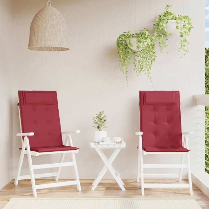 VidaXL Coussins de chaise à dossier haut lot de 2 rouge bordeaux, coussin, coussin de chaise, coussin de siège 361901
