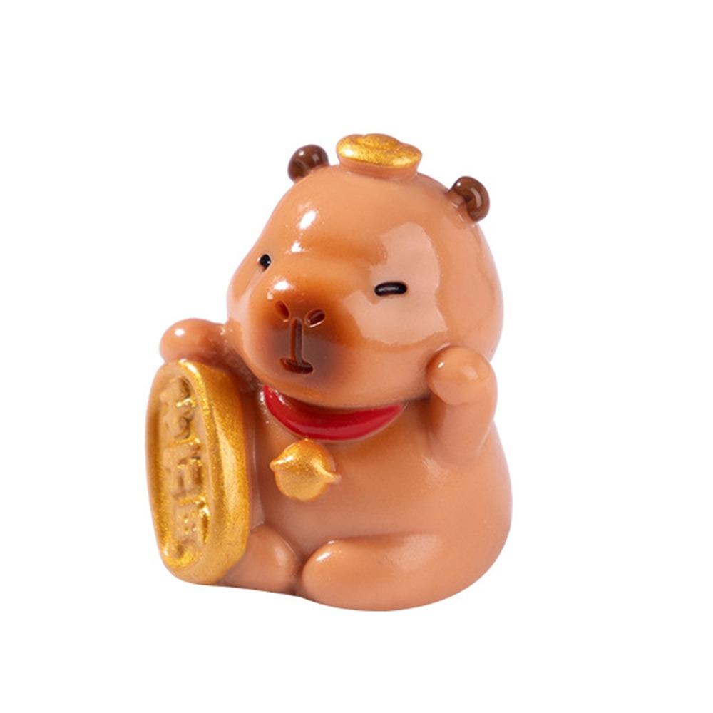 Chinese New Year Cartoon Capybara Figurines Resin Getting Rich Lucky Charm Cute Car Ornament  Gift