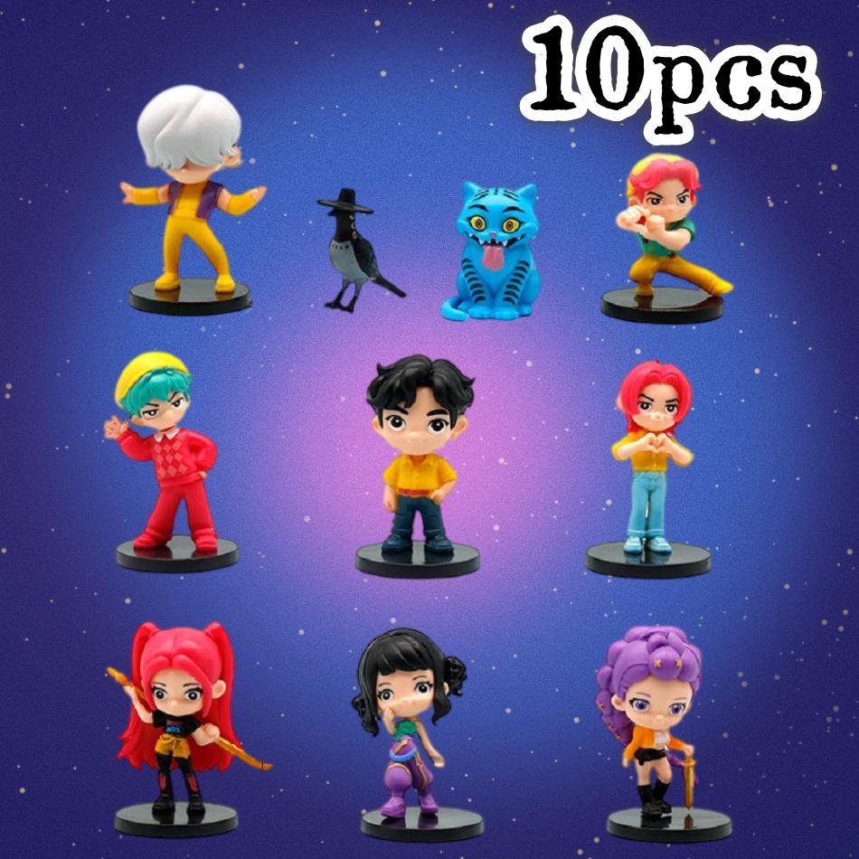 10Pcs/set  Kpop Devil Hunter Star Girl Group Saja Boys Idol Rumi Mira Zoi Action Figure Q Version Model Toy PVC Statue Gifts