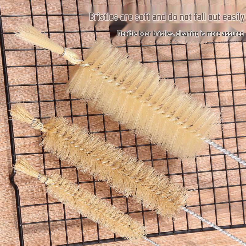 Small Bristle Test Tube & Pipe Cleaning Brush with Extended Steel Wire & Copper-Plated Features