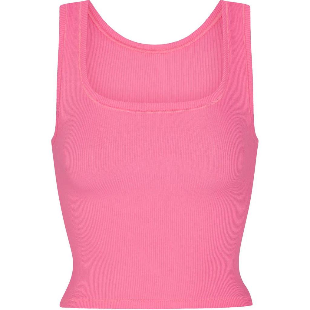 SKIMS Cotton Rib Tank Top Women tops Sugar-Pink AP-TNK-0038-SUP