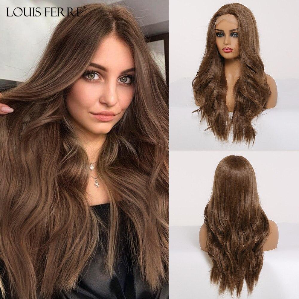 

ALAN EATON Ombre Коричневые парики спереди, длинный светлый волнистый синтетический парик 13*1, кружевные фронтальные волосы, натуральные волосы, термостойкий парик