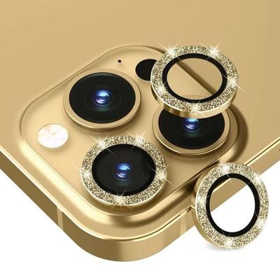 Ochrana fotoaparátu z tvrzeného skla - Tvrdost 9H - pro iPhone 14 Pro/Pro Max - Lesklá zlatá - Odolná proti poškrábání