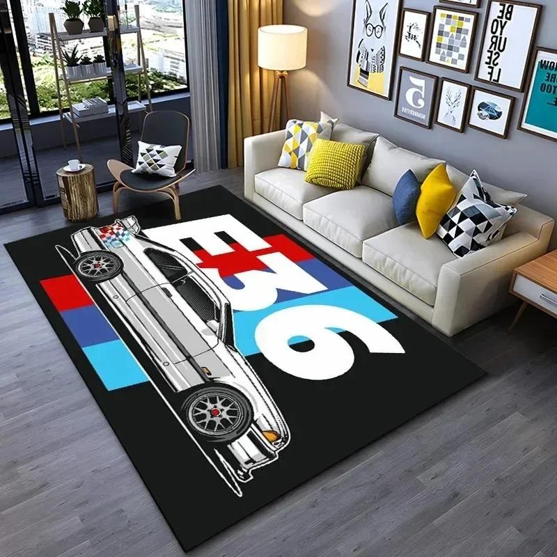 Racing Car Pattern Carpet for Man Cave Bedroom Living Room Home Sofa Decoration Washable Rug Kid Play Decor Floor Big Size Mat