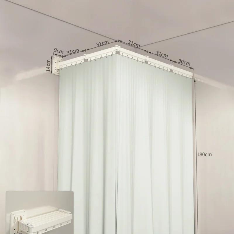 Set Tenda Doccia Pieghevole Premium - Divisorio Retrattile Invisibile Senza Foratura, Poliestere Impermeabile Separazione Secco-Bagnato