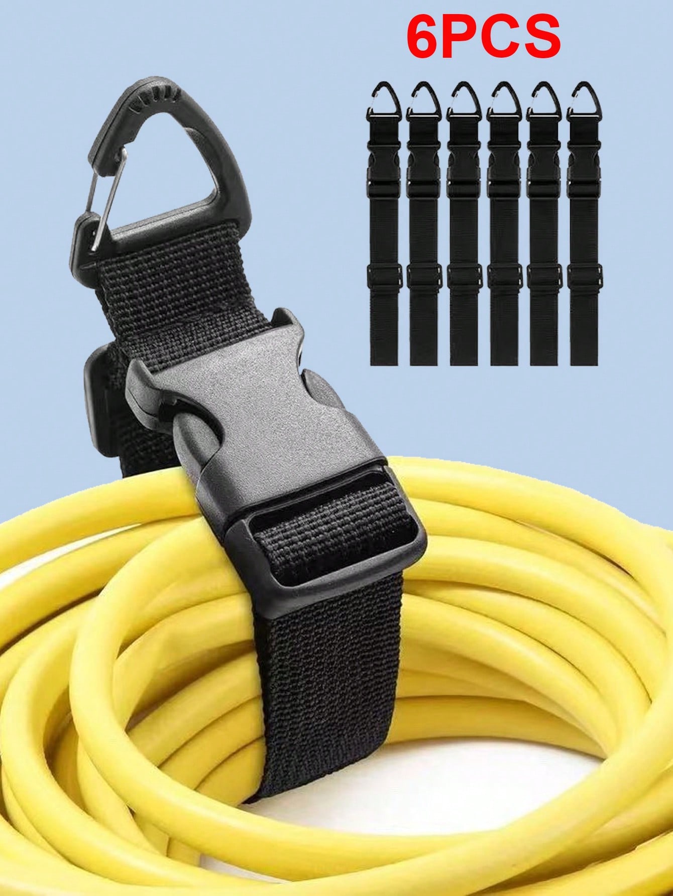 

6Pcs Heavy-Duty Cable Organizer with Tri‑Axial Buckle, Adjustable Nylon Straps, for Workshop, Outdoor & Travel