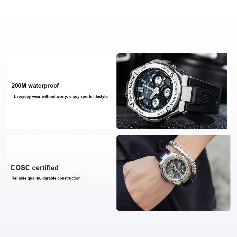 Casio Men's G-Shock Gst Series Mechanical Heart Steel Heart Shock Resistant Waterproof Solar Quartz Movet Resin Stainless Steel Strap Watches Gst-S110-1A