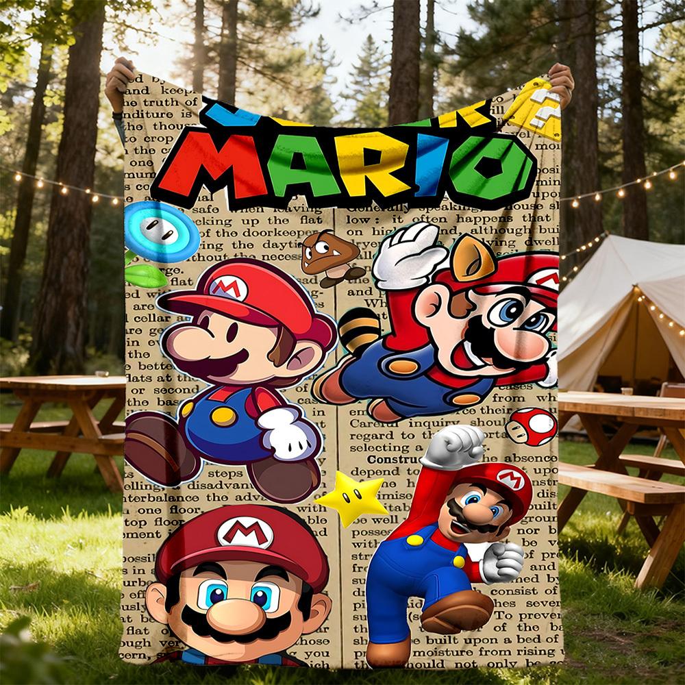1PC Super Mario Bros Outdoor Blanket Lightweight Flannel, Soft & Warm, All-Season Use for Sofa, Outdoor, Camping, Living Room, Office05