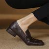 Fashion New Autumn Genuine Leather Women Pumps Fashion Square Toe Shoes for Women Chunky Heel Women Loafers Zapatos Mujer Low Heels