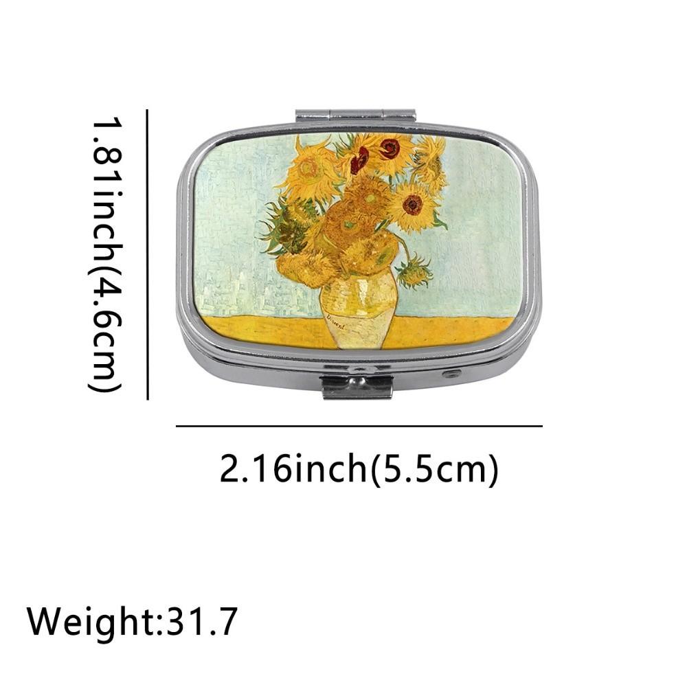 

With 2 Compartments Pill Box Light-proof Moisture Resistant Metal Medicine Box Oil Painting Small Pill Organizer Container