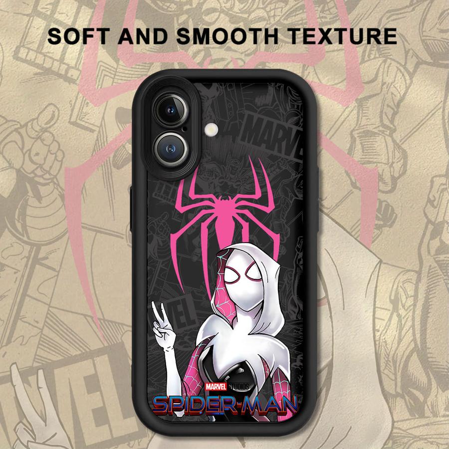 Soft Shell Phone Case for iPhone 15 16 14 Plus XR XS Max 13 12 11 Pro Max 17 Air 16e Marvel Cute Spider Men