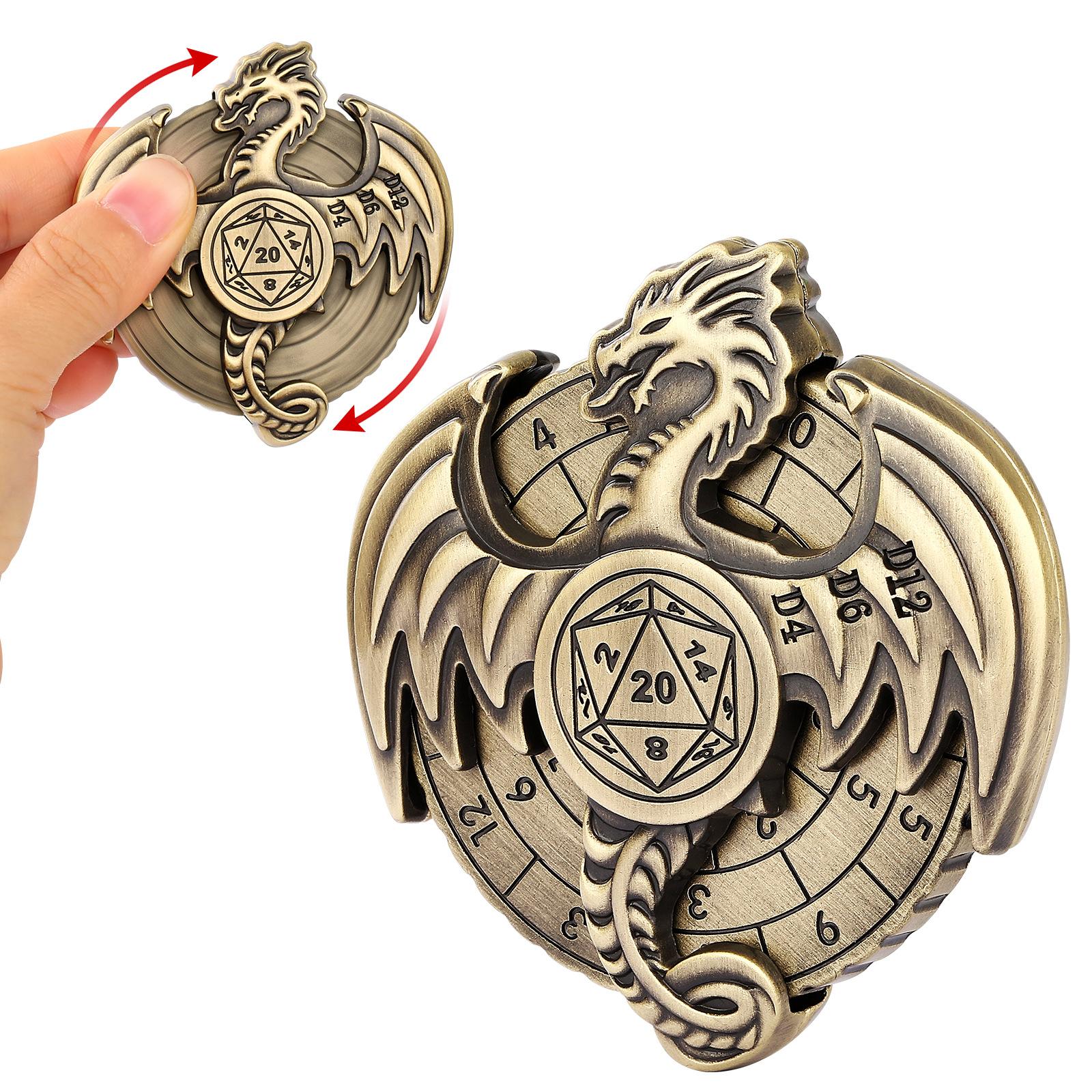 

Flying Dragon Turntable Fidget Spinner Retro 3D Metal Hand Spinner EDC Adult Fidget Toy DND RPG Activity Dice Decompression Gifts