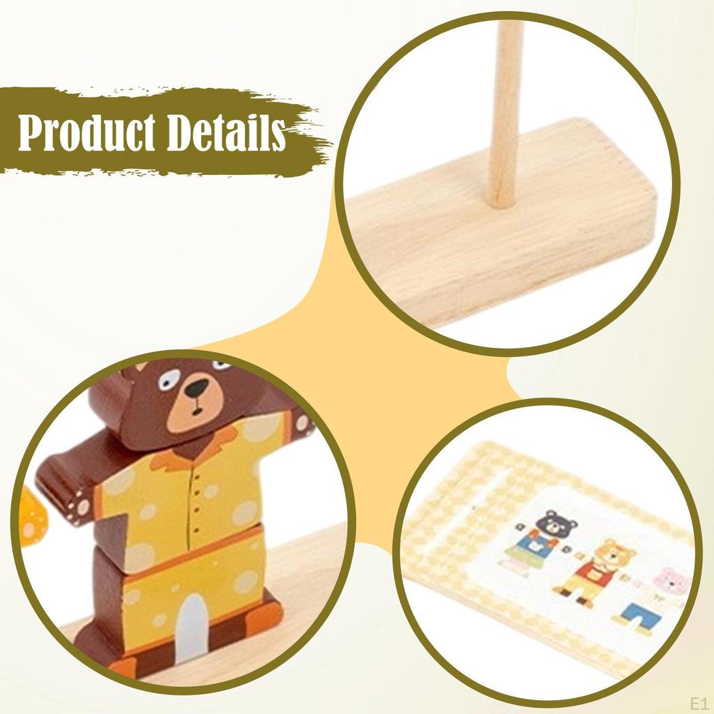 Matching Toy Wooden Beads Sequencing Set Counting Early Education for Boys Girls Color