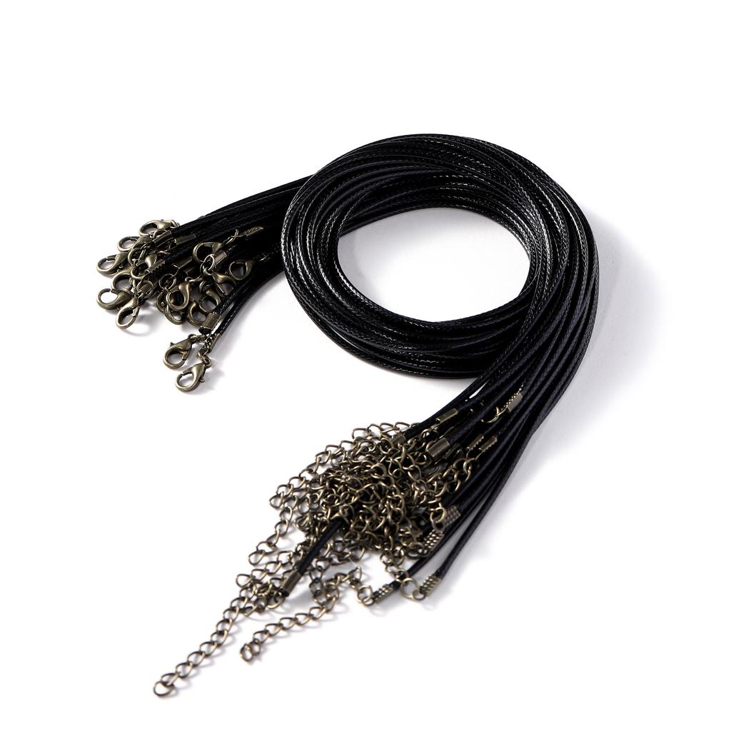 10 Stuks 1,5/2 mm Leer Verstelbaar Gevlochten Koord Brons Kreeftensluiting Staartketting Connector voor DIY Ketting Hanger Sieraden Maken