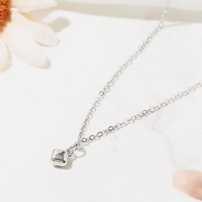 Mini Rhombus Pendant Slim Chain Necklace (C2503-AN941_SV)