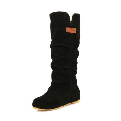 Fashion 2025 New Mid-tube Boots Hollow Cotton Wrinkled Lace Frosted Lady Botas Large Size Women's Shoes Flat Bottom Casual Bota Feminina