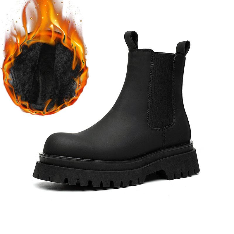 Pánská luxusní móda vysoké motorkářské boty černé stylové boty na platformě kovbojské originální kožené boty pohledné robustní chelsea botas