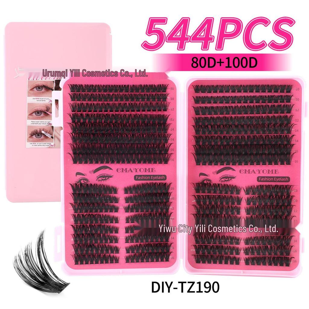 544 Cluster D Curl Individual Lash Set: DIY Dense, Curled, Segmented Eyelashes