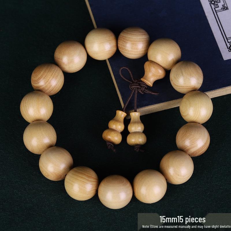 Small Leaf Boxwood Rosary: 108 Solid Wood Buddhist Beads Unisex Bracelet - High Density Sinking Wood