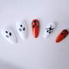 Hot-selling Manicure Halloween Cute Orange Pumpkin White Ghost Long Almond Wearing Nail Piece