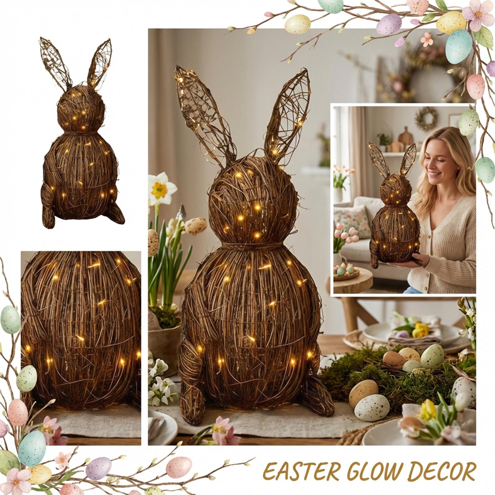 45cm Easter Bunny Ornament, Large Wicker Bunny, Outdoor Woven  Bunny Ornament One Size