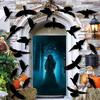 Runtowo 12 sztuk Halloweenowa Czarna Wrona Ozdoba Wisząca, Wiszący Wisiorek DIY, Domowa Dekoracja Halloweenowa Atmosfera Grozy