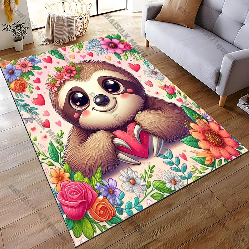 Love nature flowers cute sloth carpet Yoga living room room decor children's crawling mat doormat area rug games mat