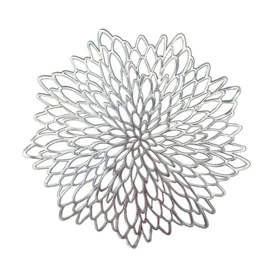 

38 см круглый полый цветок подставка для стола чаша блюдо коврик коврик для столовых приборов декор для вечеринки серебряный