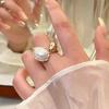 Irregular Oval Imitation Baroque Pearl Open Ring for Women Girl Light Luxury French Fashion Jewelry Accessories