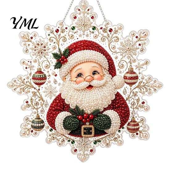 Christmas Tree Hanging Ornaments Acrylic Pendant with Metal Chain, Double-sided Printed 2D Snowflake Romantic Winter Seasonal Decorations Pendant,