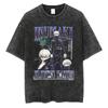 Anime Jujutsu Kaisen Ryomen Sukuna Washed T-Shirt Vintage Cotton Men's Streetwear Oversized Women Short Sleeves