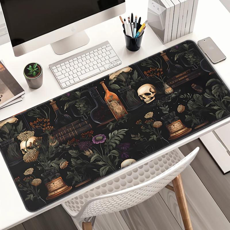Vintage Horror Skull Floral Rubber Mouse Pad Extended Keyboard Desk Mat Office Gaming Accessory Mouse Mat 900×400 Rug Desk Pad