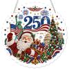 DIY Christmas Pearl Art Kit Acrylic Round Pendant with 3D Pearl Beads Chain Hanging Diamond Painting Craft for Festival Decor