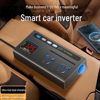 Inversor para Coche y Camión: Convertidor de 12V/24V a 220V con Puertos USB y de Carga Rápida.