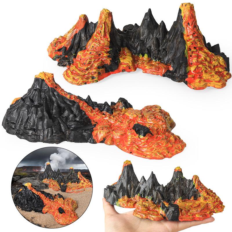 Kids' Volcano Model with Dinosaurs & Animal Scene – Sandbox, Fish Tank, or Desk Decoration