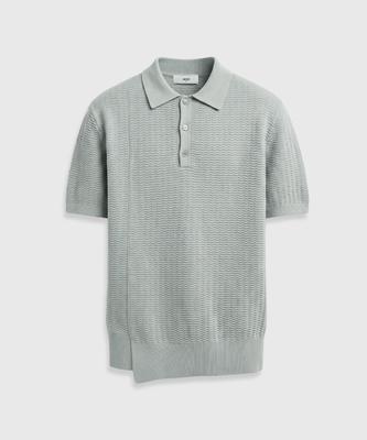 LMOOD Wave Cut Pk Half Knit Short Sleeve Shirt Cloud Gray
