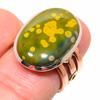 Pierre Gemme Jaspe Océan Naturel Bicolore Argent Sterling 925 Bague Cadeau T.6.5 W3h04