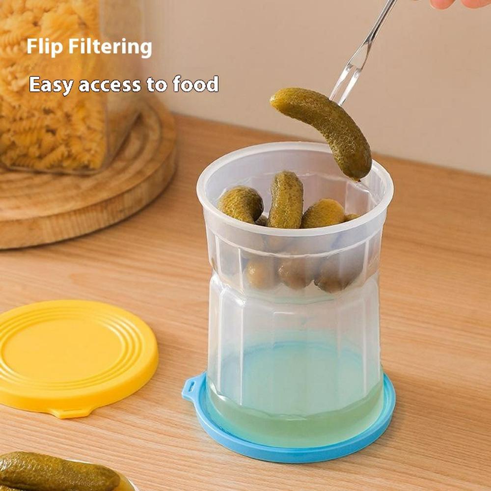 Hourglass Pickle Jar Dry Wet Separation Airtight Fridge Organizer for Kimchi Olives Pickled Vegetables (BPA Free, No FDA)