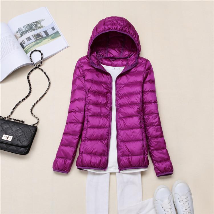 Autumn and winter new women's hooded light down jacket short casual thin down jacket large size winter clothing